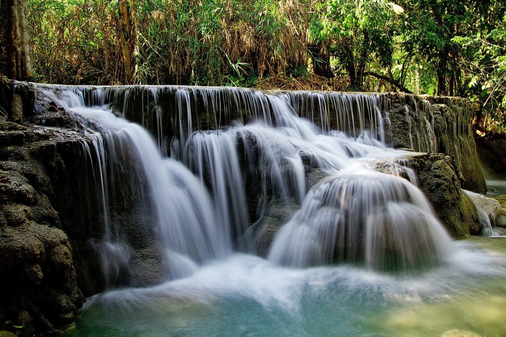 kuang si falls, waterfall, water